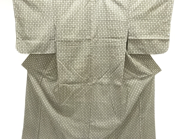JAPANESE ANTIQUE KIMONO / TAISHO ROMAN STYLE / WOVEN GEOMETRIC